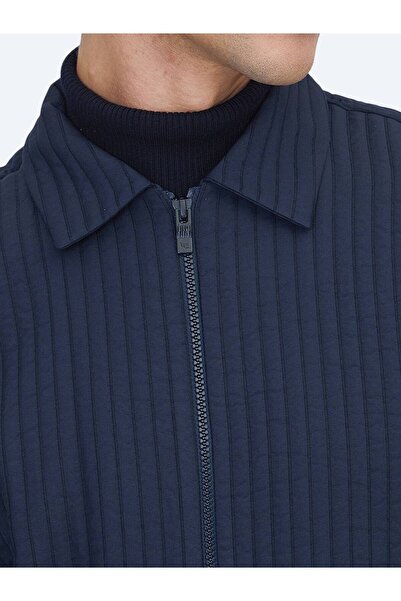 Kip Navy Blue Regular Fit Woven Overshirt