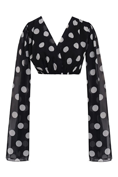 Keikei Mor Sifon Uzun Kol Kısa Bluz