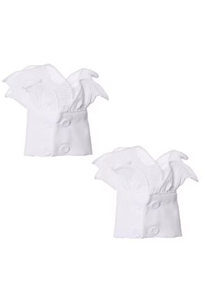 KESNUP Set of 2 removable cuffs, with gathers, pleats and buttons, White