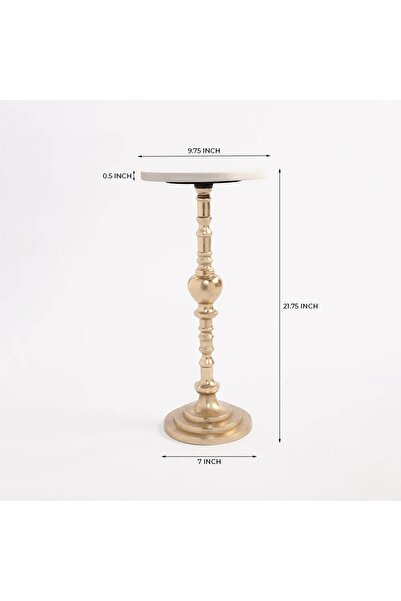 HOME AURAA Snow White Marble Accent Table