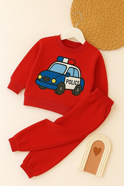 MODA طقم بدلة رياضية للأطفال POLICE CAR B مطبوع