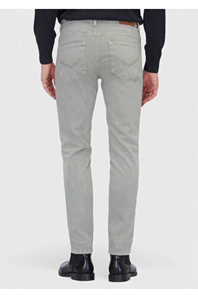 Ramsey Light Green Plain Slim Fit Denim Cotton Blend Trousers