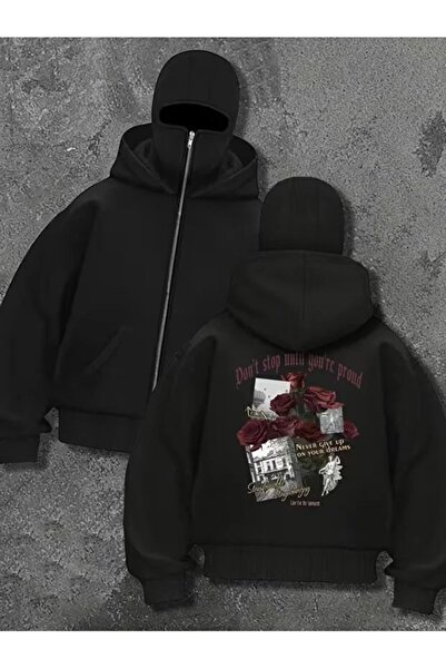 LOTS MODA Hanorac unisex Ninja cu mască de zăpadă Cardigan din lână groasă cu...