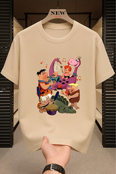 New Shine Familia Çakmaktaş cu imprimeu Unisex supradimensionat tricou