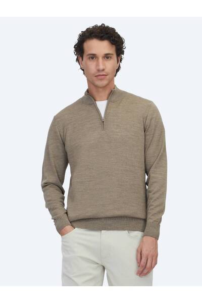Kip Mink Bato Collar Jacquard Wool Blend Knitwear Sweater