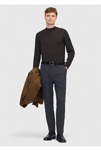 Ramsey Anthracite Plain Woven Modern Fit Casual Trousers