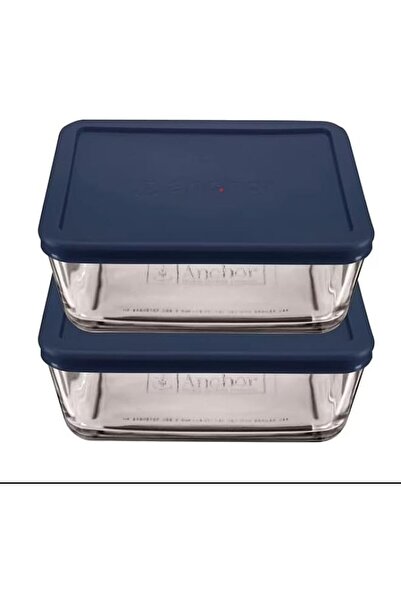 Generic Hocking Sandwich Value Pack 2 pc,Container 2x1.1L, 13174, Navy/Red Lid