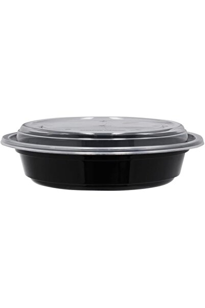 Generic Packwell Black Base Round Shaped Microwave Container with Clear Lid 150-Pieces, 24 oz Capacity, Bla