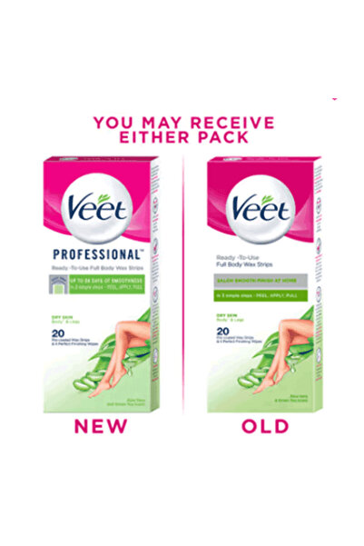 Veet Professional Dry Skin Hair Removal Wax Strips - 20 Strips
