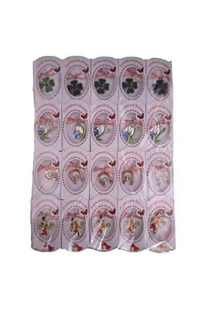 Vision XXI Set 60 Martisoare Metal Clasice Cu Trifoi, Ghiocel, Potcoava si Hornar, In Cutie Carton