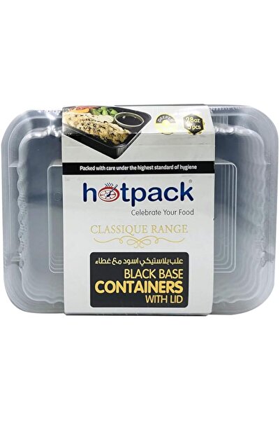 Generic Soft N Cool, Hotpack - 5 Pieces Black Base Rectangular Microwavable Container With Lids 28 Ounce, P