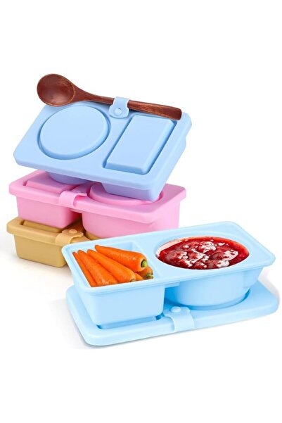 Generic Pack Silicone Reusable Snack Containers with Lids, Double Compartment...