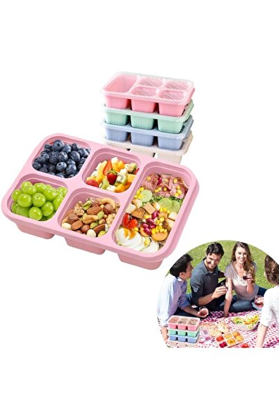 Generic BIGTHREE® 4 Pack Bento Lunch Boxes, 5 Compartment Bento boxes, Bento Snack Containers with Transpar
