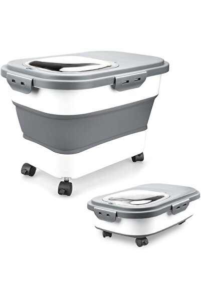 Generic Rice Storage Containers, Collapsible 10 to 15kg Food Storage Bin Dispenser with Rolling Wheel and C