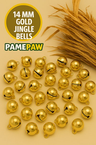 PAMEPAW 25 Adet 14mm Gold Renk Kulplu Zil,çan,çıngırak,metal Amigurumi Zili,t...