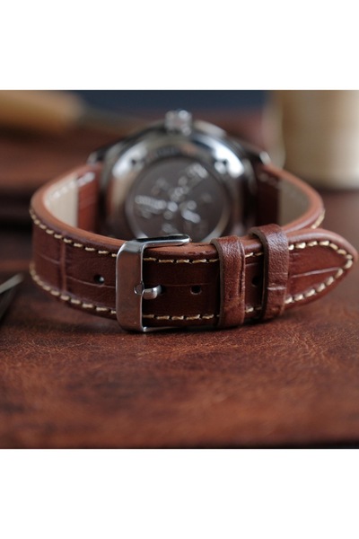 Yaydan Deri Aksesuar 18mm taba croco düz model deri kordon