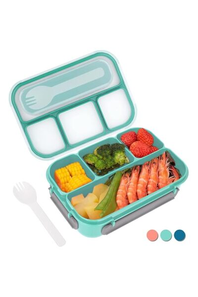 Generic Bento Box, Adult Lunch Box, 1300ml, 4 Compartments, Fork, Leak-Proof, Microwave, Dishwasher, Freeze