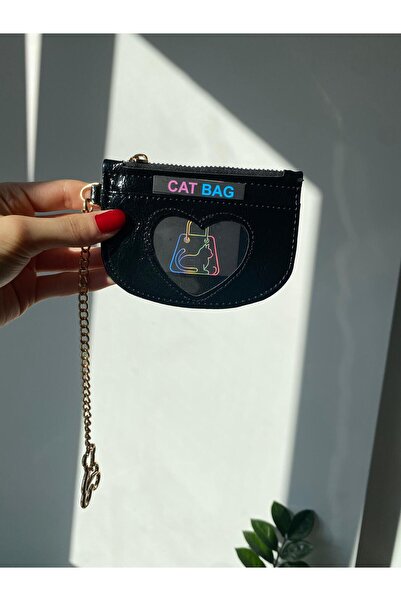 ÇANTA Cat Bag Black Heart Detail Card Holder
