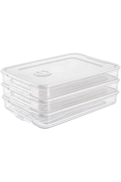 Generic 3pcs Plastic Food Storage boxes, Stackable Fridge Freezer Crisper Storage Box, Stack Food Container