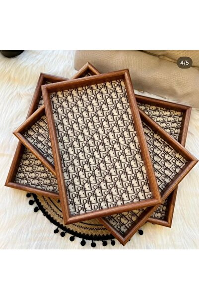 Generic ‎مجموعة من الصواني الخشبية بتصميم انيق 3 قطع