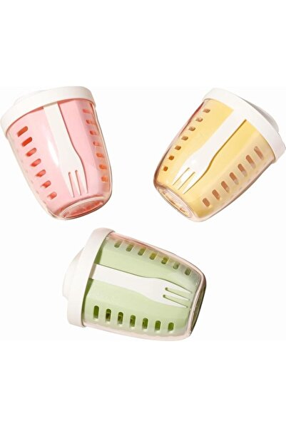 Generic YelaJoy Portable Picnic Party Fruit Salad Storage Cup with Lids and Fork,20 Oz Fruit Storage Contai