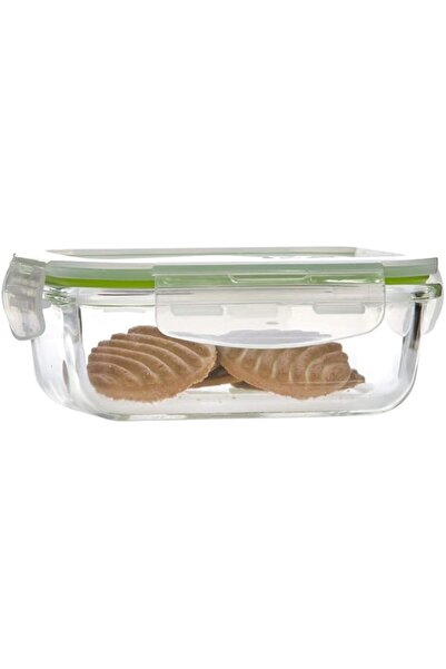 Generic BRS Glass Rectangular 2Pc Airtight Container 600ml ransparent Lids - ...
