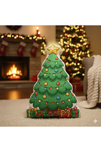 Piloji Pine Tree Shaped Pillow 50 cm Fluffy Decorative Christmas Pillow Chris...