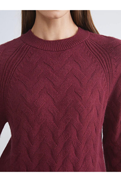 LC Waikiki Дамски пуловер от плетено платно с кръгло деколте и самодесен деколте