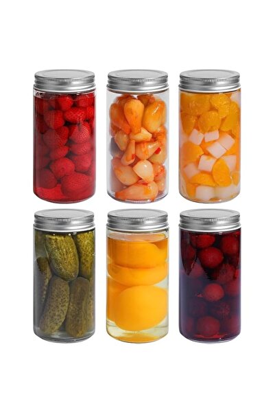 Generic ECVV Clear Round Plastic Jars Bottles Containers with Silver Ribbed Lids, Straight Cylinders Storag