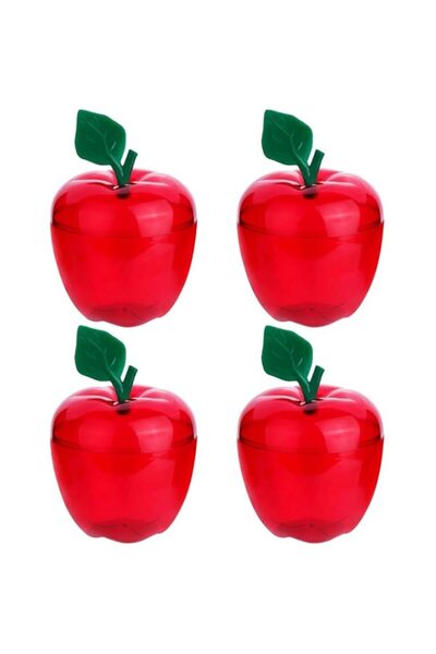 Generic 4 Pack Large Plastic Apple Containers, 17oz Red Apple Shaped Candy Jars with Lids for Classroom Dec