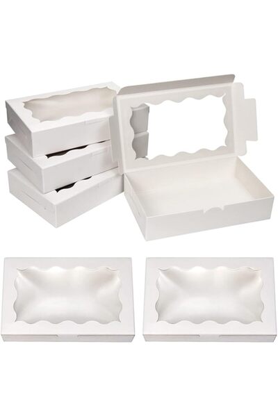 Generic BILLIOTEAM 30 Pack White Kraft Cookie Box with Clear Window,Premium Small Paper Gift Box Container