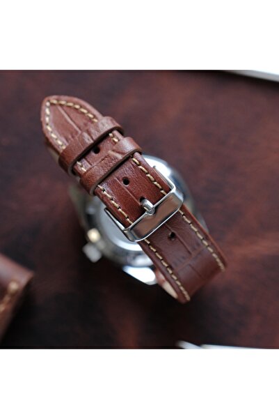 Yaydan Deri Aksesuar 21mm taba croco düz model deri kordon