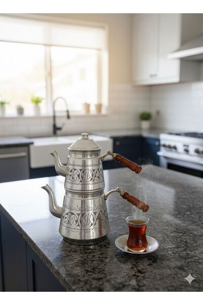 Sabit Bakırcılık Teapot with Copper Embroidery