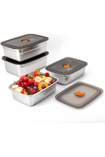 Generic Reusable Food Storage Containers Set, Stainless Steel Liner and Plast...