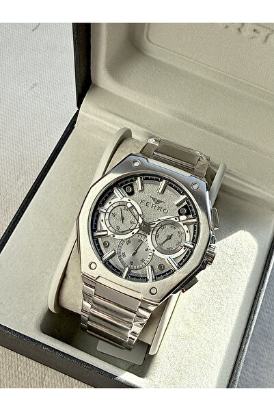 FERRO Silver Steel Band Men's Wristwatch Fm43023Awt-A4 All Functions Active 3Atm Water Resistant