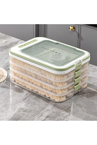 Generic YelaJoy Dumplings Storage (4 Layers White) - With Dumpling Maker, Spoon & Wrapper Space, Stackable