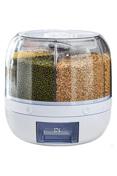 Generic TRAY Automatic Plastic 360 Degree Rotation Cereal Dry Food Rice Grain Storage Dispenser Box, with M
