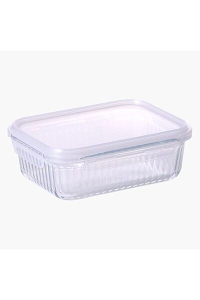 Generic Wave Lock Rectangular Glass Food Container with Lid, 1.5 Liter Capacity