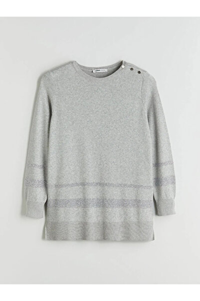 LC Waikiki Γυναικείο πλεκτό πουλόβερ με ριγέ λαιμόκοψη