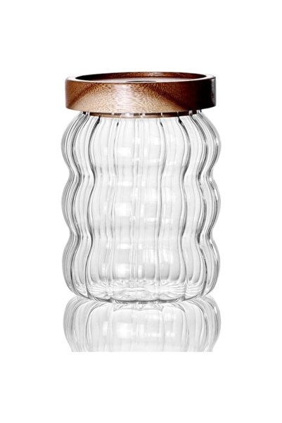 Generic Food Storage Containers With Wooden Lids, Airtight Sealed Clear Boros...
