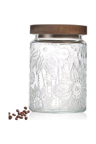 Generic 24 OZ Airtight Glass Storage Jar with Bamboo Lid - Vintage Glass Jar Vintage Food Containers Canist