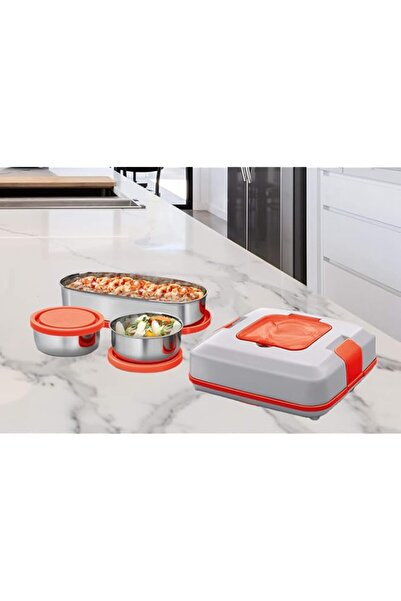 Generic MILTON Flatron Electric Stainless Steel Tiffin, Grey Red