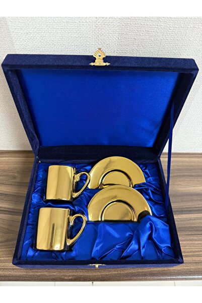 Evde Sublimasyon Porselen Metalik Altın Kahve Fincanı