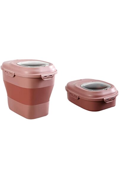 Generic Pink Food Storage Containers, Collapsible 11-16Lbs Rice Container wit...