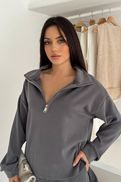 Mogi Butik Premium Modal Fabric Half Zipper Women's Sweatshirt 3102