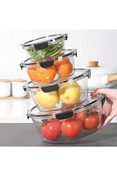 Generic HEXAR® 4pc Food Storage Fridge Containers Set, PET Kitchen Storage Containers Set with Lids, Airtig