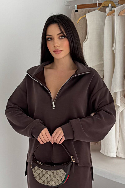 Mogi Butik Premium Modal Fabric Half Zipper Women's Sweatshirt 3102