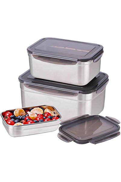 Generic Large Stainless Steel Food Container - Set of 3 Sizes (Total Capacity...