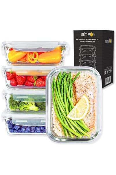 Generic 5 Pack, 1050ML| Glass Meal Prep Containers, Airtight Glass Food Storage Containers with Lids – Airt