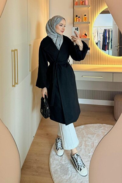 Şulemoda Giyim Μαύρο παλτό Done Kaşe